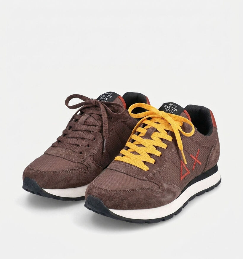 Sun68 Tom Solid Chaussures plates en Brun fonc&eacute; pour hommes (379396) - pour semelles orthop&eacute;diques