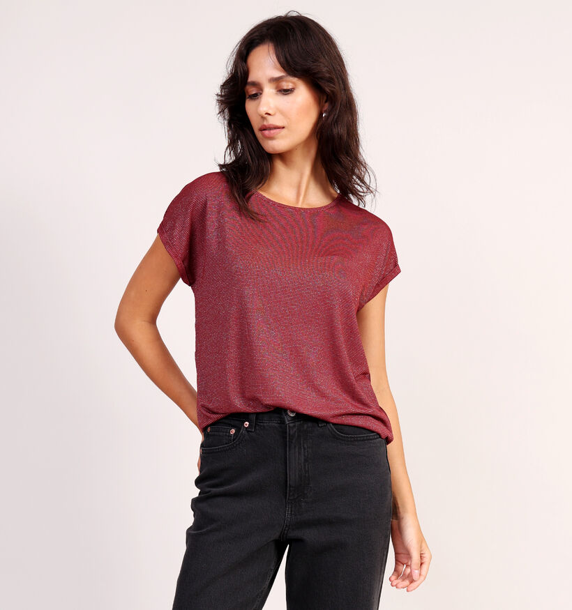 Vero Moda LAVA Glitter T-shirt en Bordeaux pour femmes (364692)