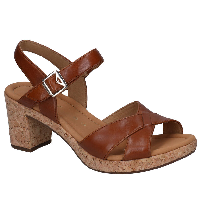 Gabor Cognac Sandalen met hak in leer (287801)