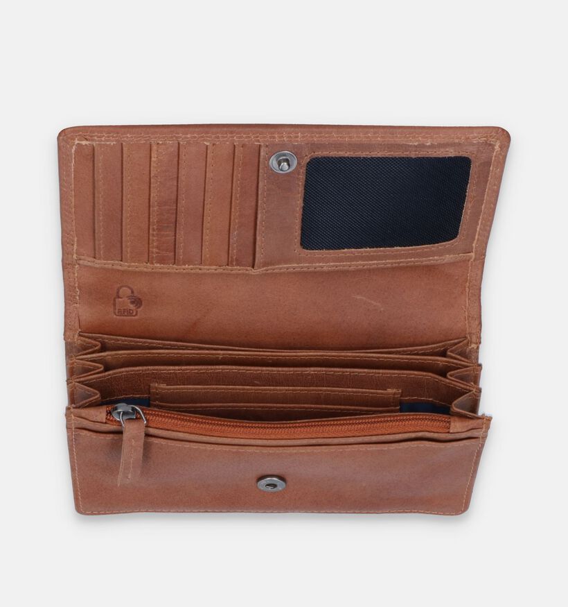Euro-Leather Cognac Overslagportemonnee voor dames (353527)