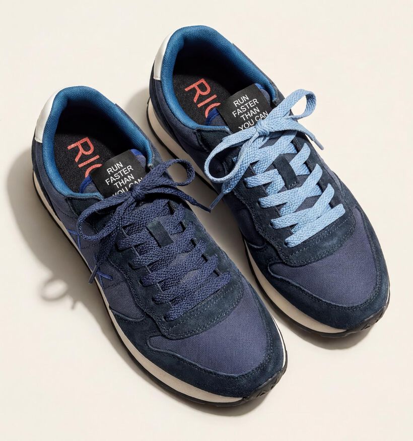 Sun68 Tom Solid Chaussures plates en Bleu fonc&eacute; pour hommes (379394) - pour semelles orthop&eacute;diques