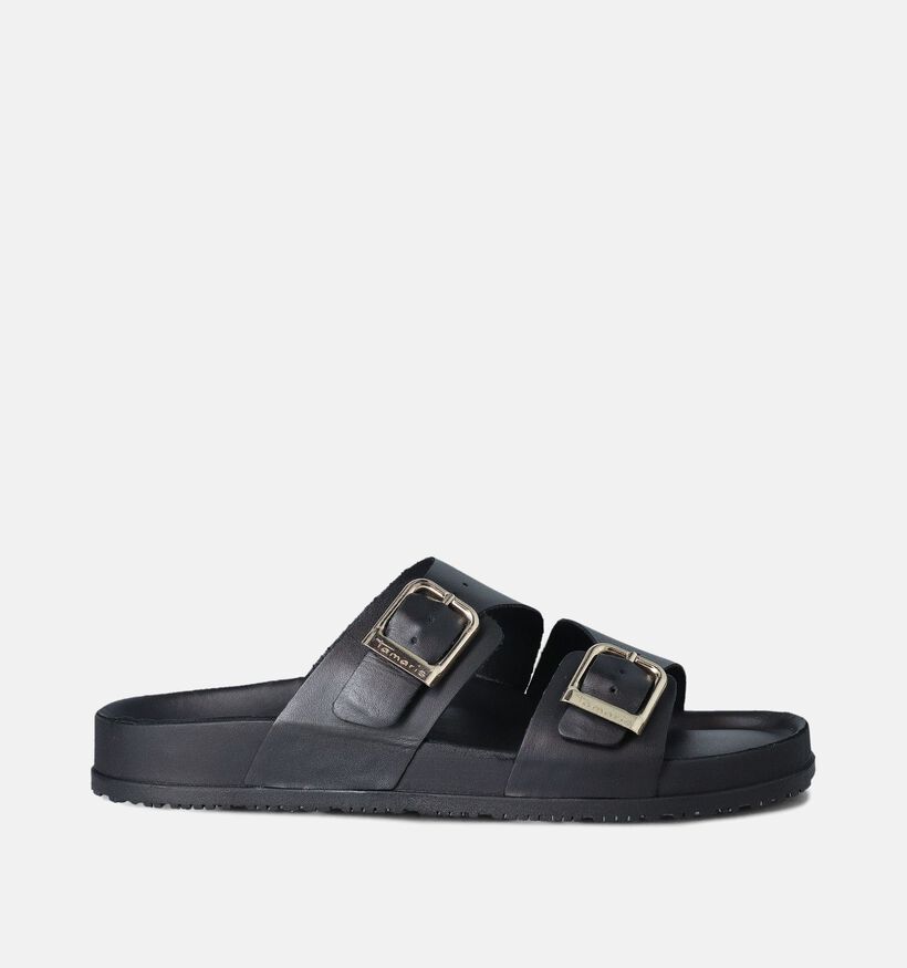 Tamaris Zwarte Platte slippers voor dames (356930) - geschikt voor steunzolen