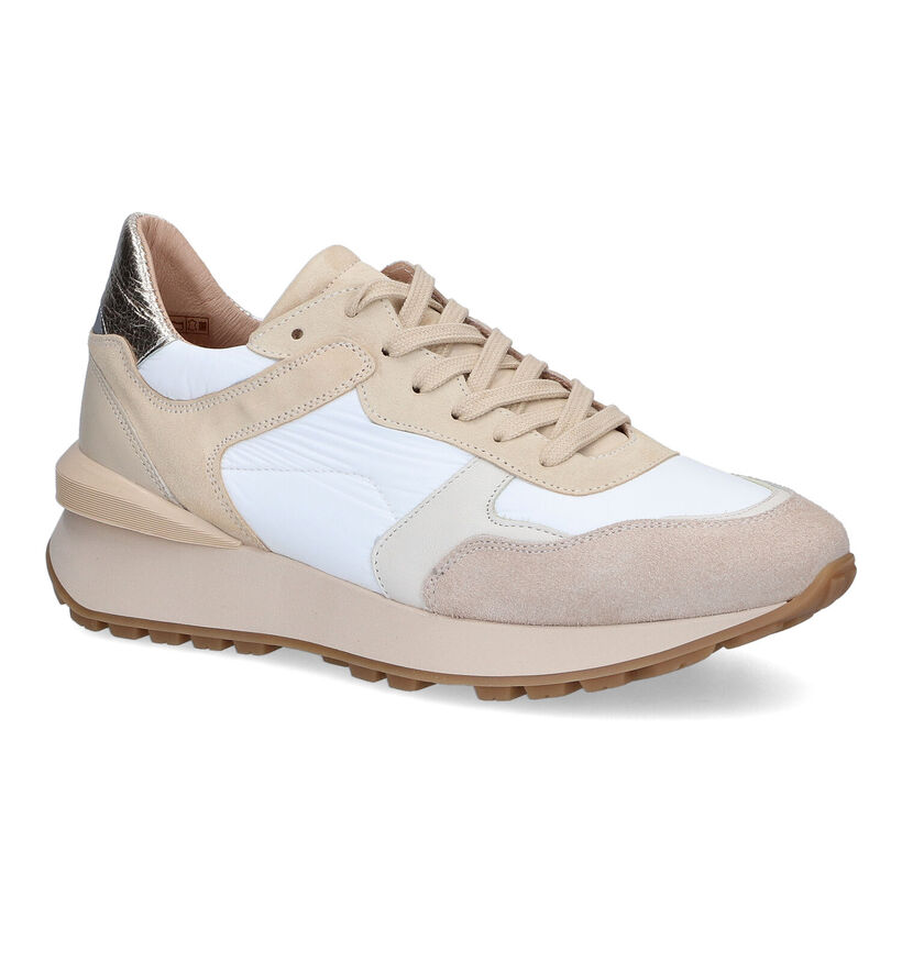 KMB Beige Veterschoenen voor dames (309606) - geschikt voor steunzolen