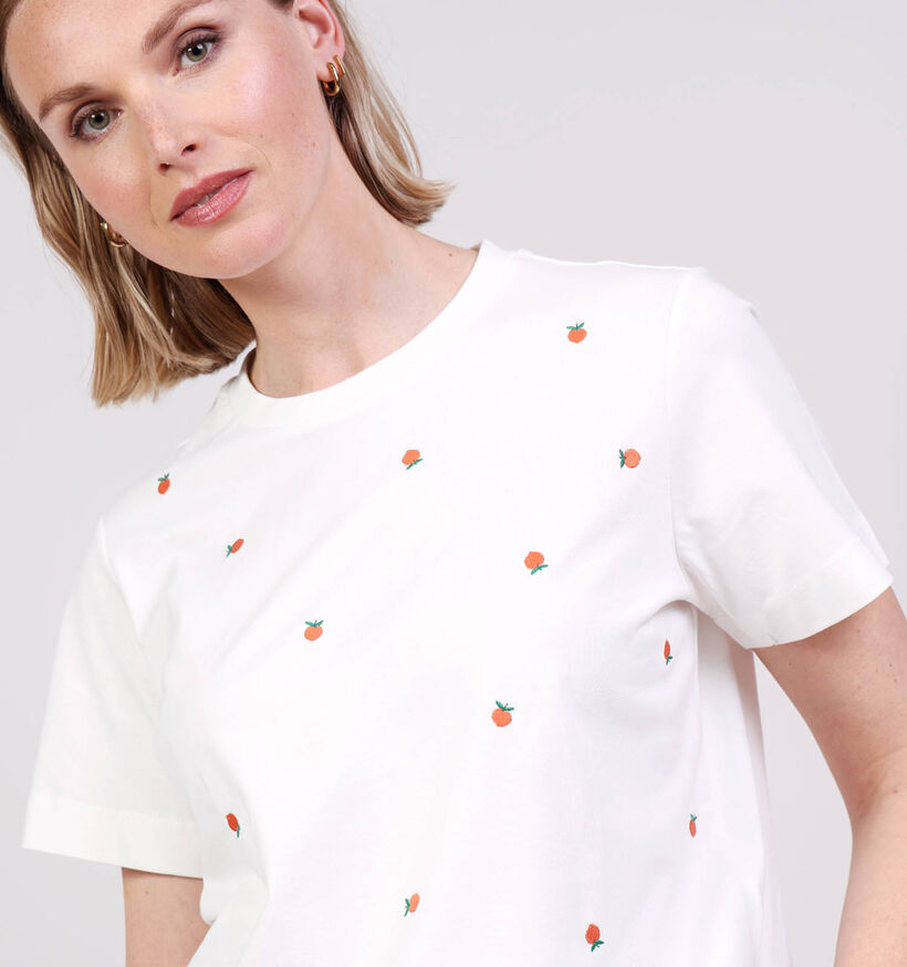 Vero Moda Sola Mette Peach Witte T-shirt voor dames (369397)