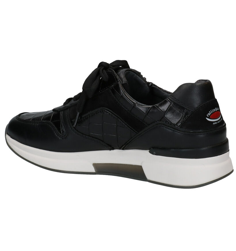 Gabor Rollingsoft Zwarte Veterschoenen in leer (282347)