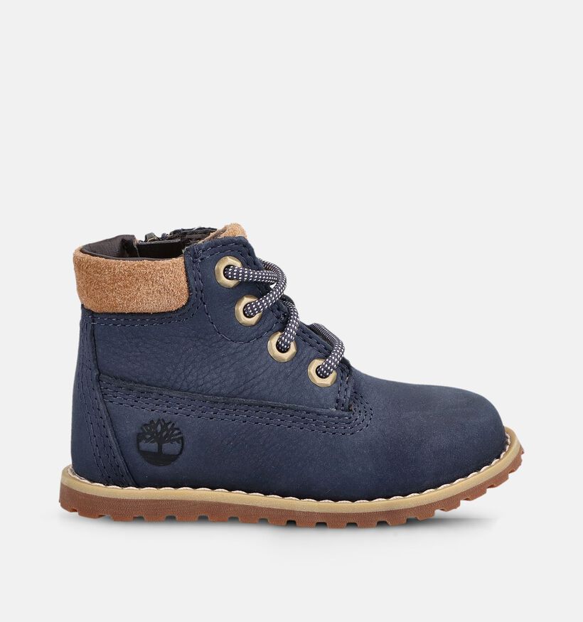 Timberland Pokey Pine HL Boots &agrave; lacets en Bleu fonc&eacute; pour gar&ccedil;ons (377383) - pour semelles orthop&eacute;diques