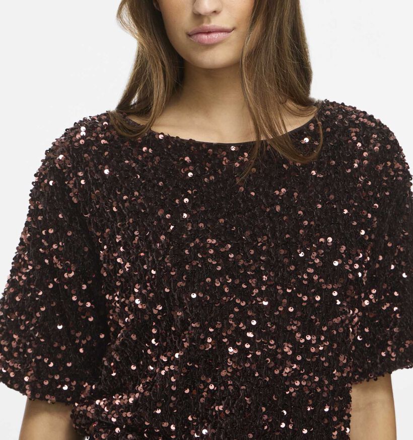 Vila Faith Sequins Donkerbruine Blouse voor dames (382034)