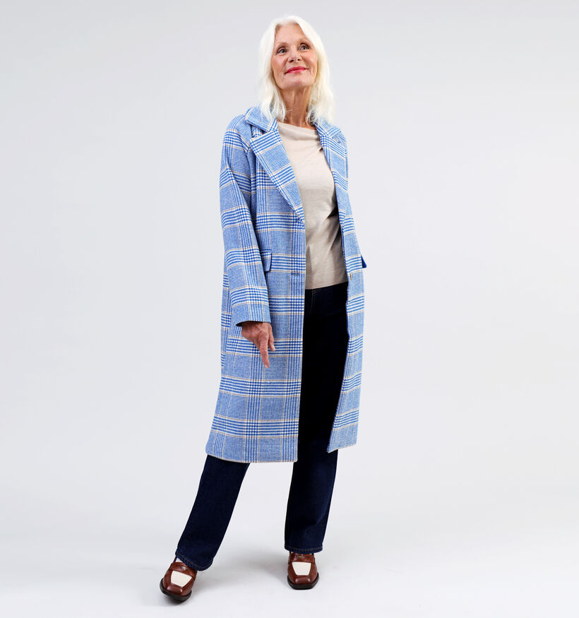 Vila Tora Manteau à carreaux en Bleu pour femmes (328915)