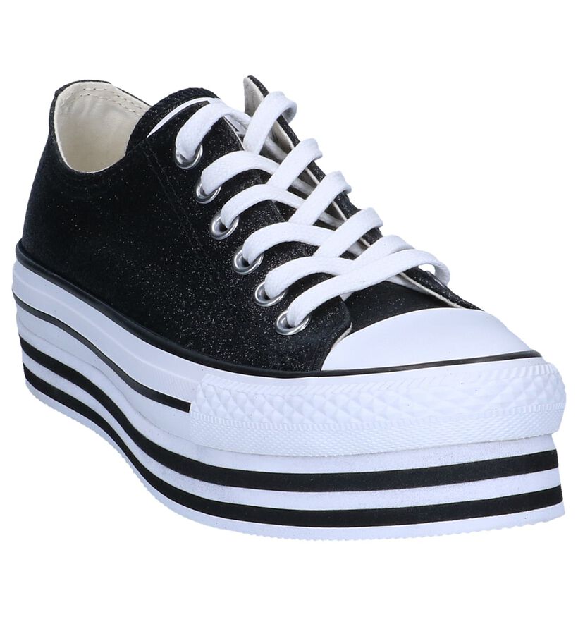 Zwarte Sneakers Converse AS Platform Layer OX in stof (238360)