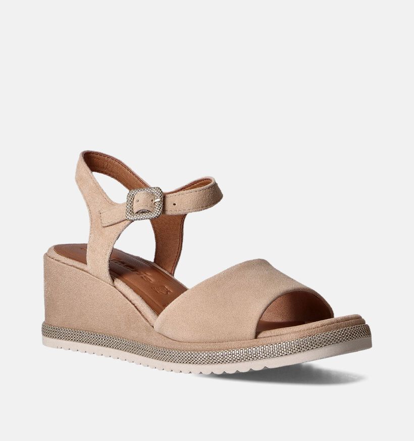 Tamaris Sandales avec talon compensé en Beige pour femmes (354395)