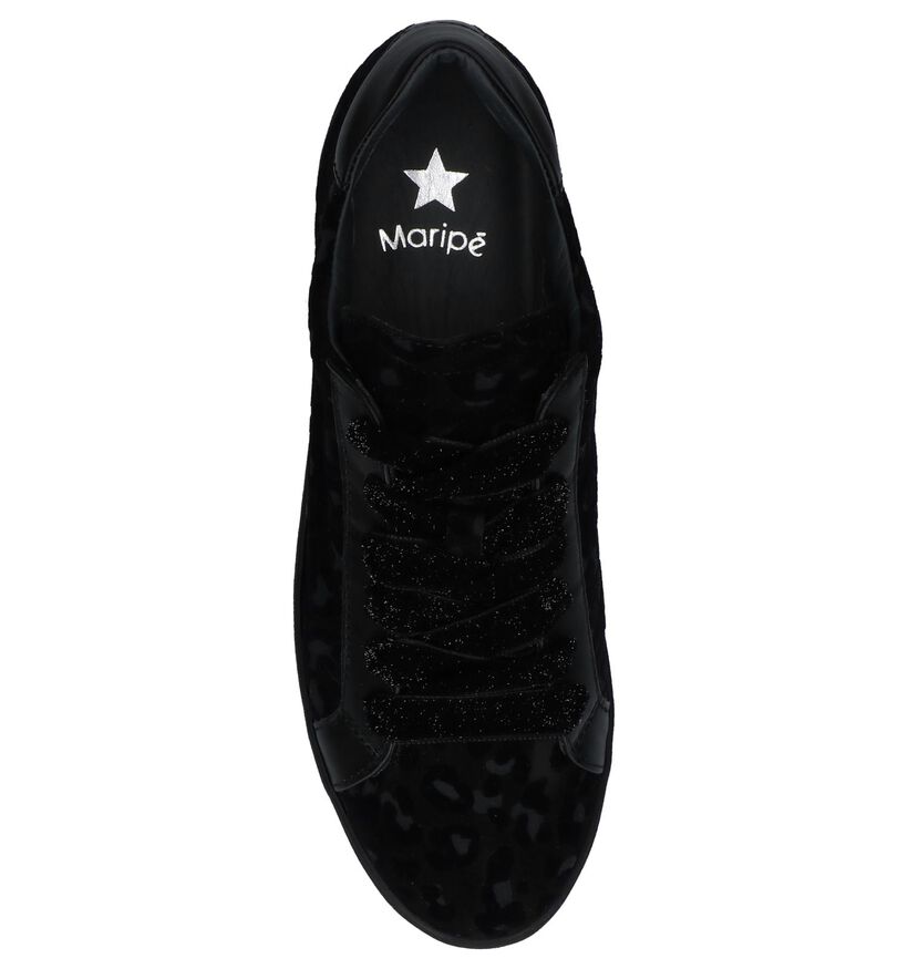 Zwarte Lage Sneakers met Luipaardprint Maripé in daim (230569)