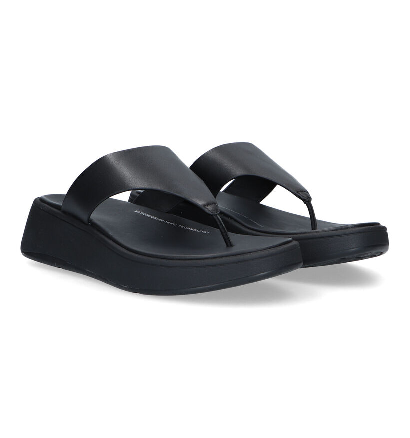 FitFlop F-Mode Flatform Zwarte Teenslippers voor dames (320481)