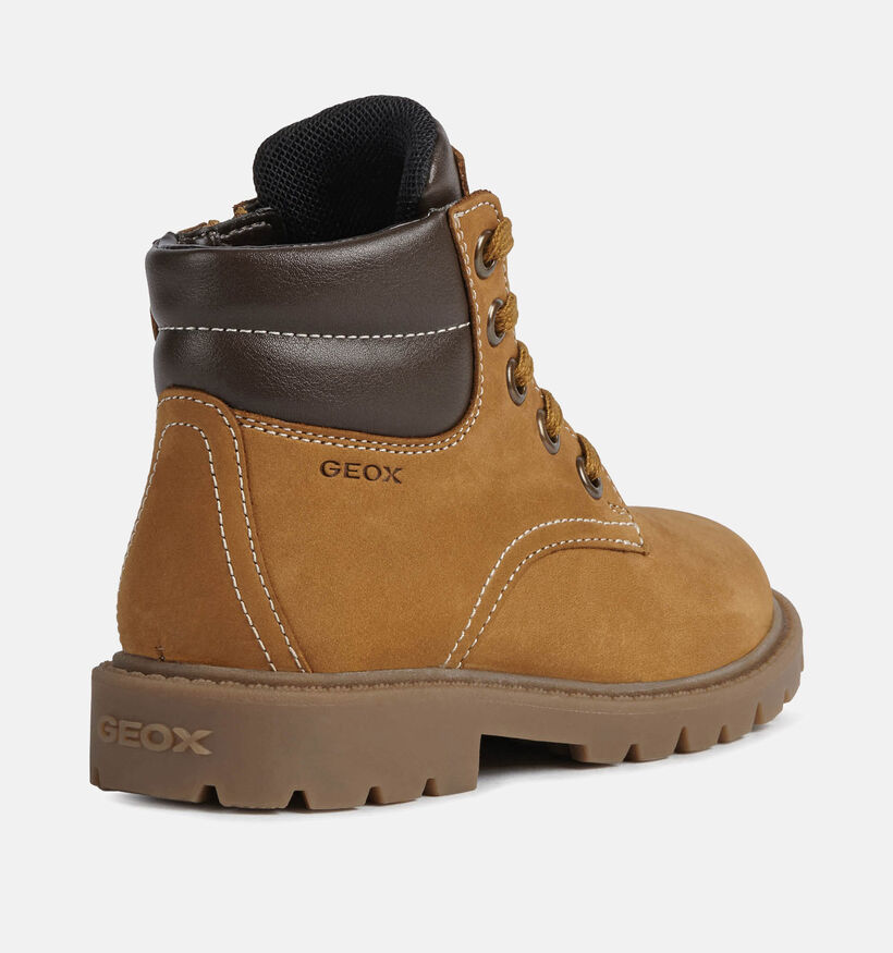 Geox Shaylax Nubuck Bottines robustes en Marron pour garçons (360365) - pour semelles orthopédiques