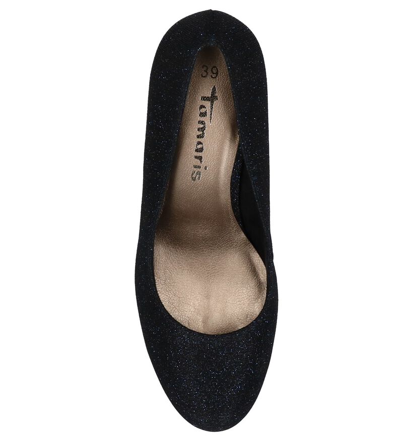 Donkerblauwe Tamaris Glitter Pumps in stof (222157)