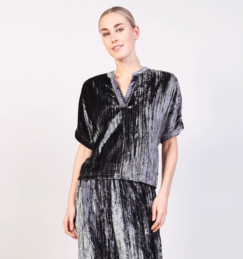 Mexx Crushed Velvet Blouse en Gris Mexx Crushed Velvet Blouse en Gris pour femmes (365610)