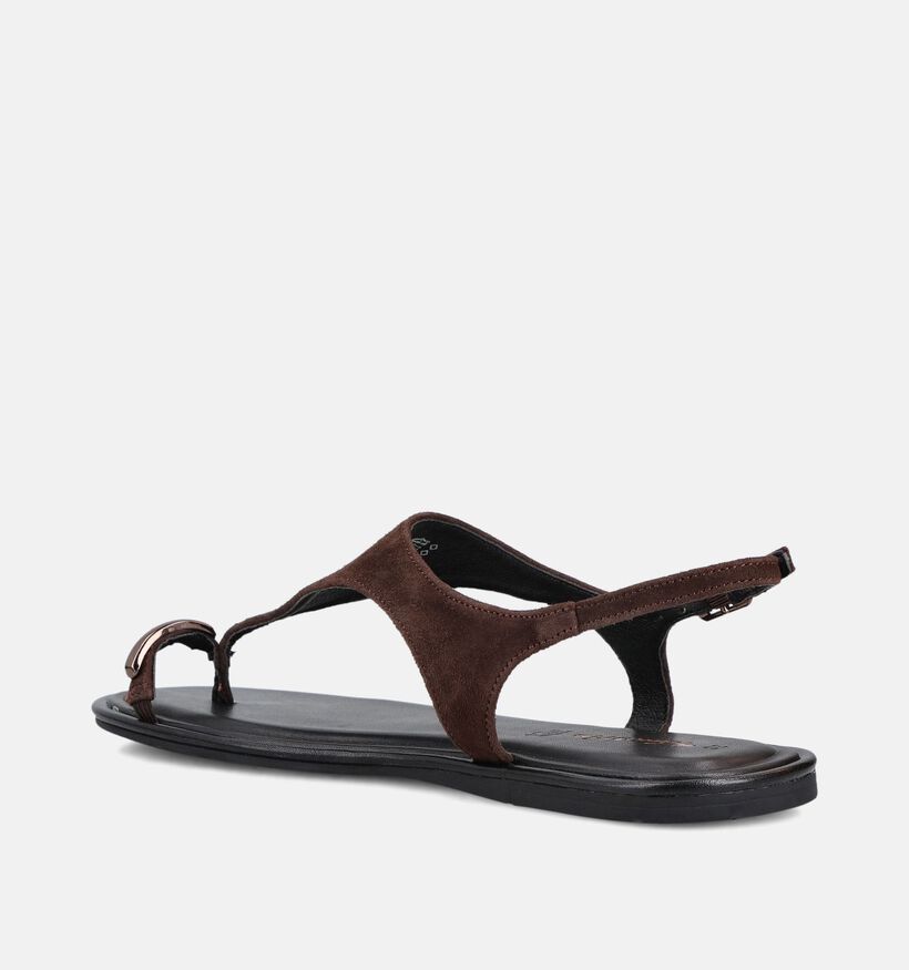 Tamaris Sandales plates en Brun fonc&eacute; pour femmes (371724)