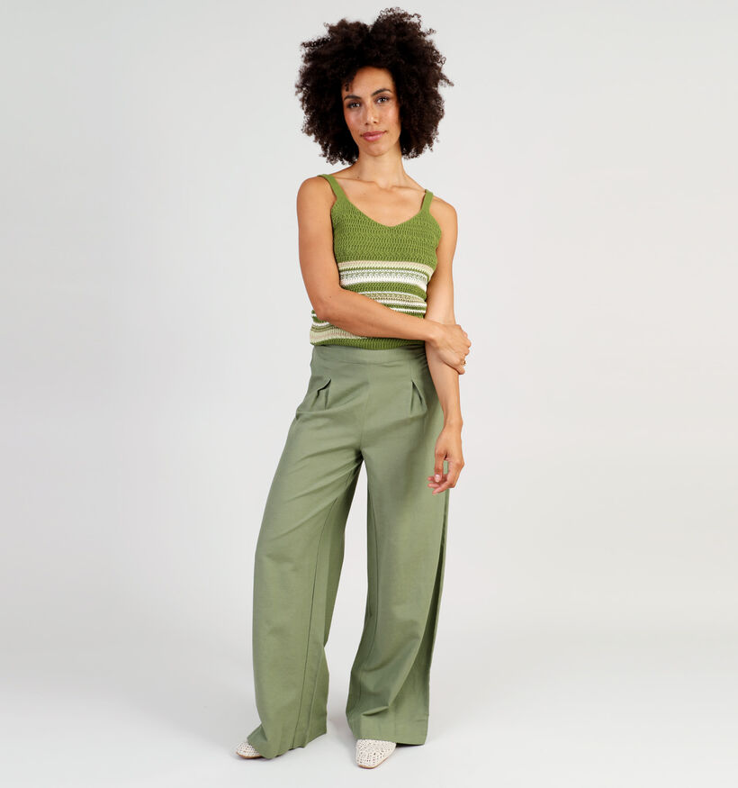 Pieces Minidi Kaki Wijde broek voor dames (337354)