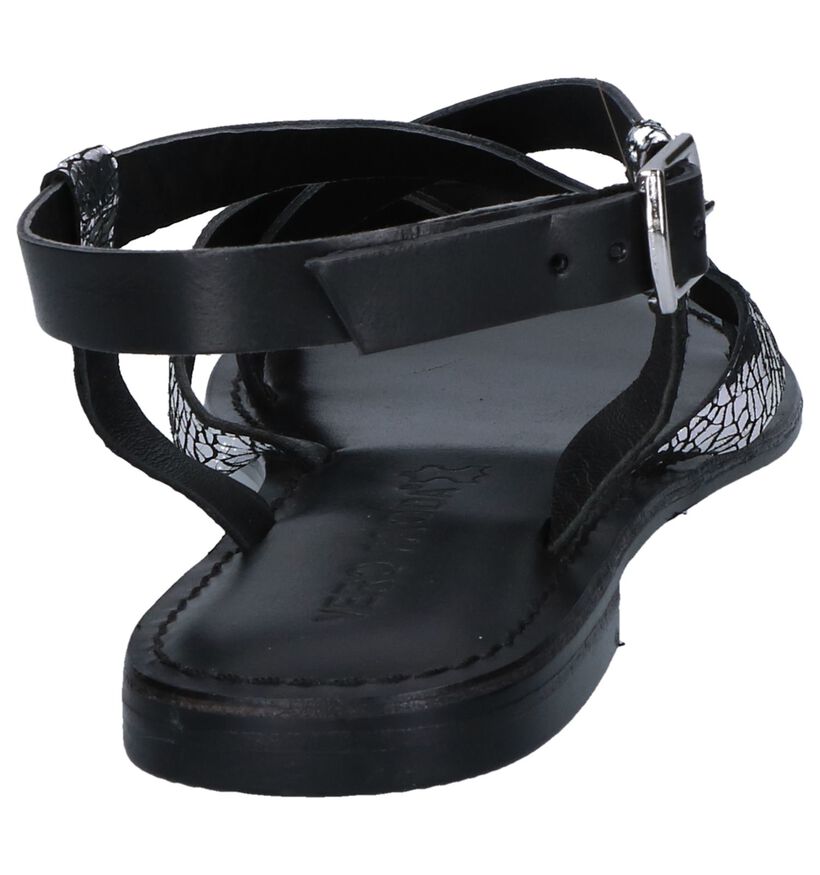 Zwarte/Zilveren Sandalen Vero Moda Mary in leer (241113)