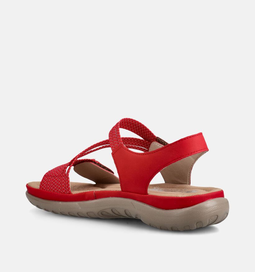 Rieker Sandales plates en Rouge pour femmes (370410)