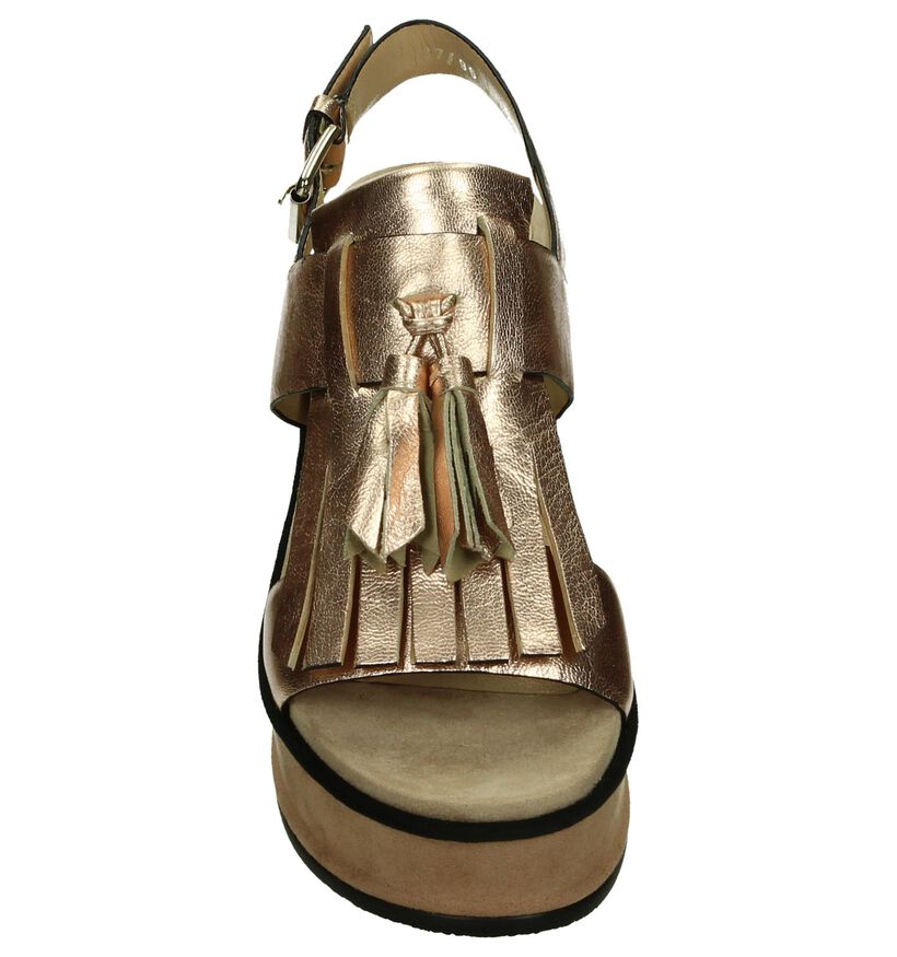 Elvio Zanon Rose Gold Sandalen met Sleehak in leer (194854)