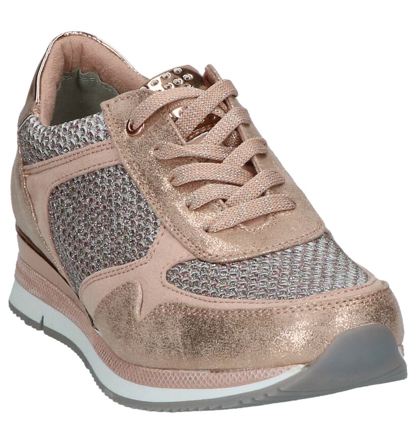 Rose Gold Sneakers met Glitters Marco Tozzi in kunstleer (209586)