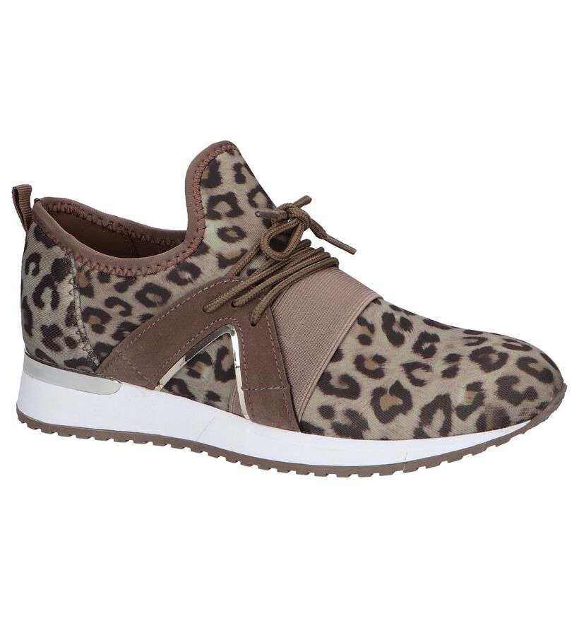 Taupe Slip-on Sneakers Shoecolate in stof (264099)