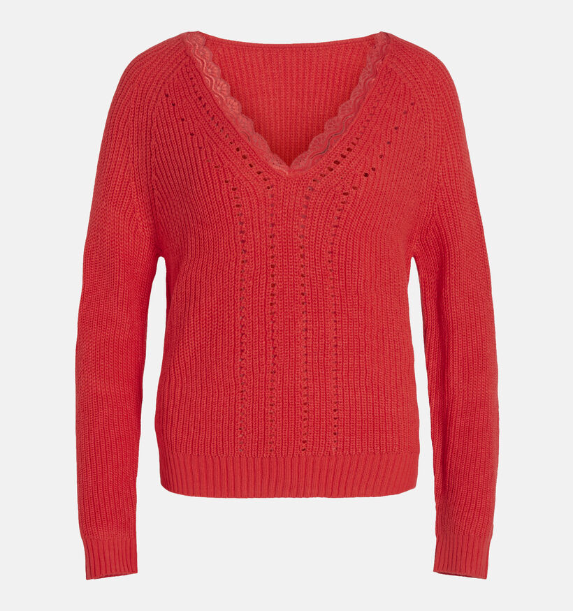 Vila OA Pull coll en V en Rouge pour femmes (335013)