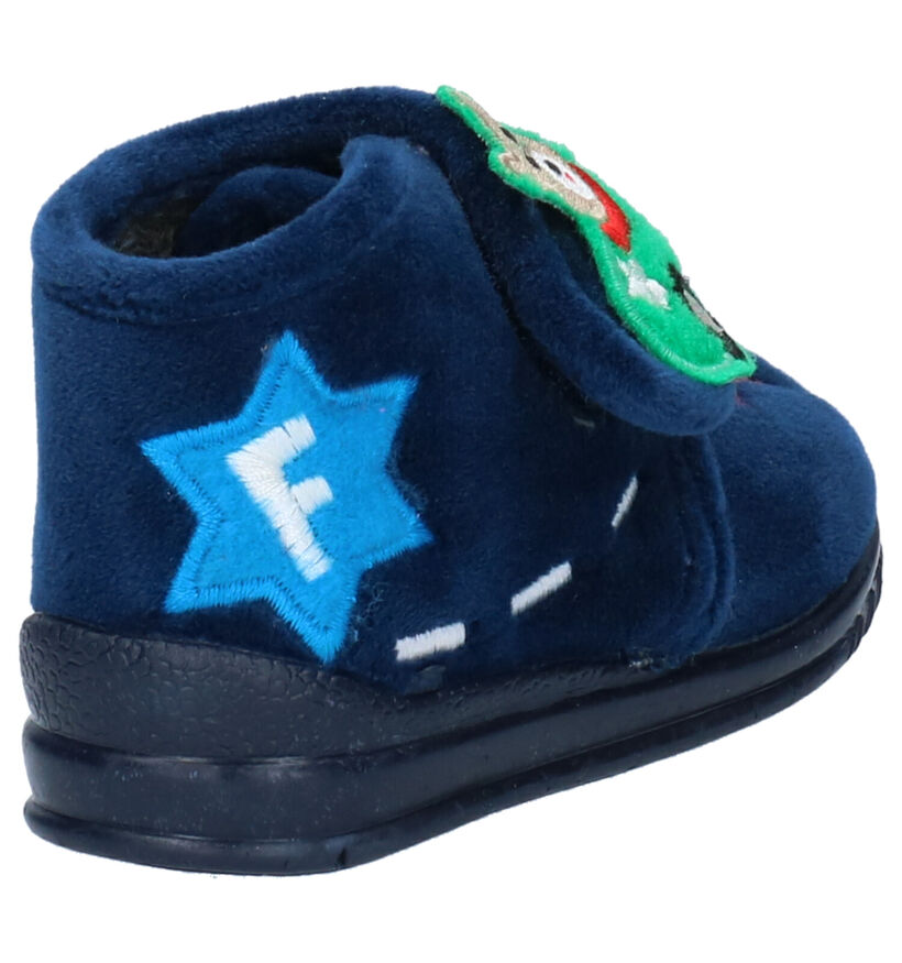 Milo & Mila Pantoufles en Bleu foncé en textile (255017)