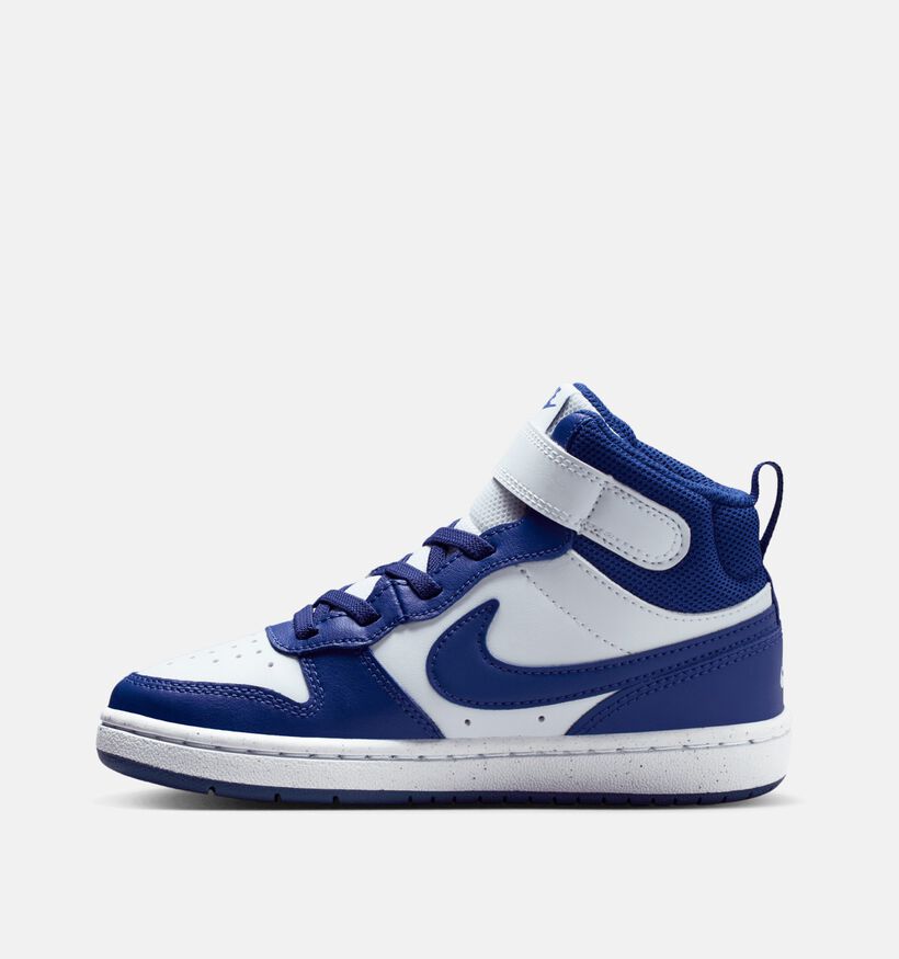 Nike Court Borough Baskets montantes en Blanc/Bleu pour garçons (364597)