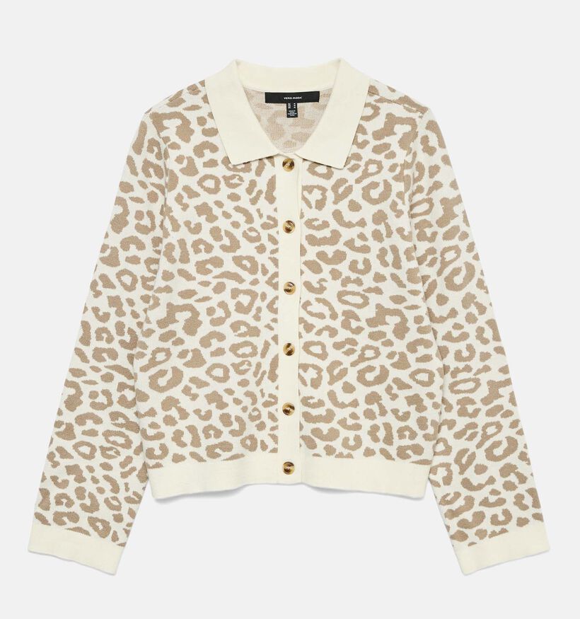 Vero Moda Riley Leopard Ecru/Beige Cardigan voor dames (367143)