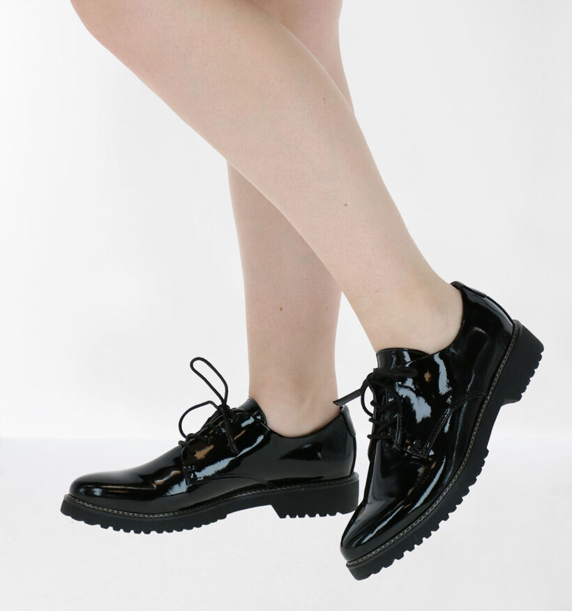 Marco Tozzi Feel Me Zwarte Veterschoenen in kunstleer (277623)