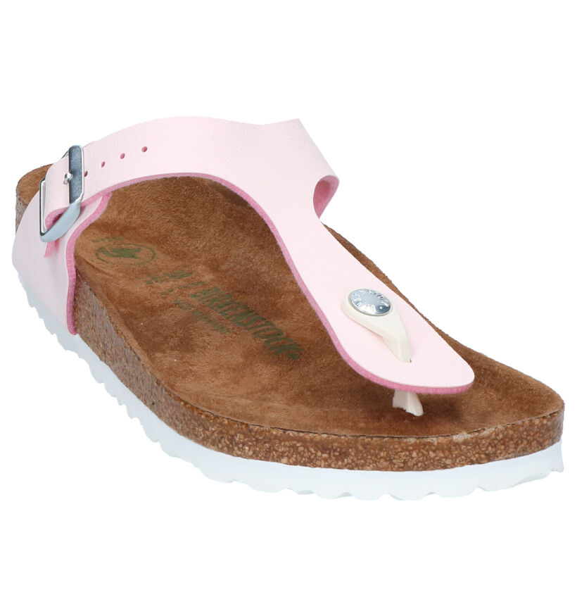 Birkenstock Gizeh Birko-Flor Zwarte Teenslippers voor dames (338058)