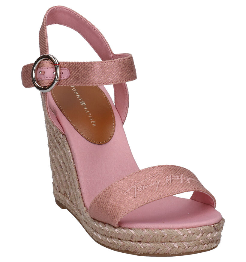 Tommy Hilfiger Signature Ecru Sandalen in stof (285447)