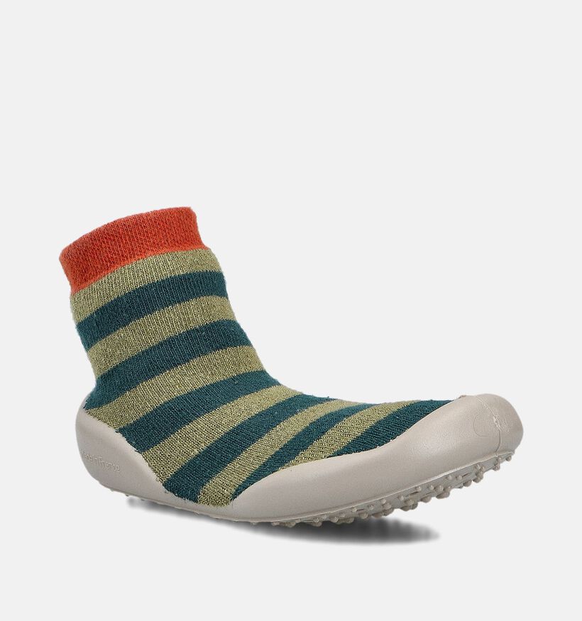 Collégien Pantoufles fermées en Vert kaki pour filles, garçons (364990) - pour semelles orthopédiques