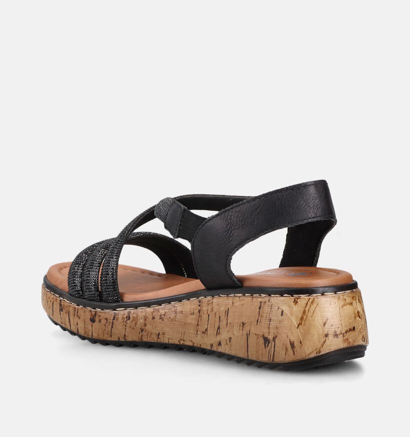 Rieker Zwarte Sandalen met sleehak voor dames (370429)