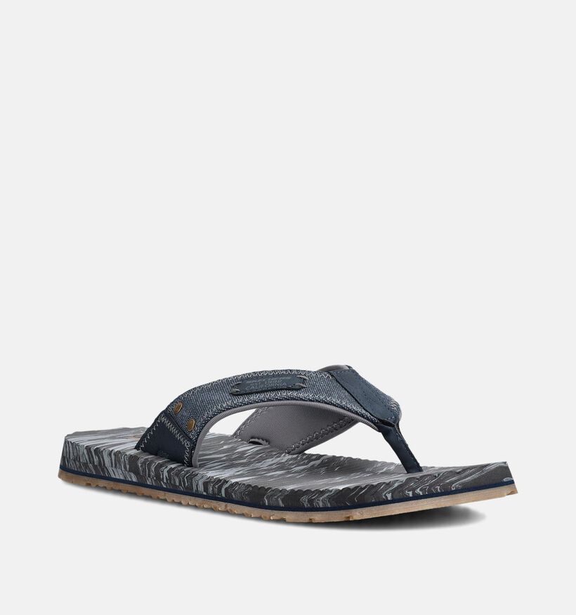 Skechers Quill Tongs en Bleu fonc&eacute; pour hommes (371044)