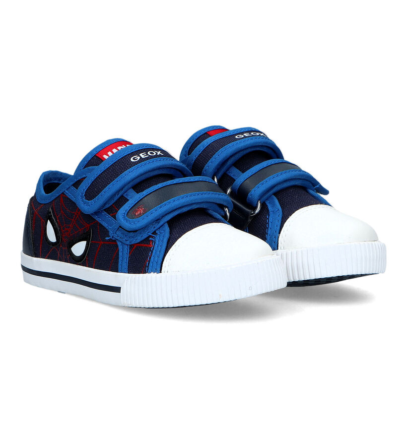 Geox Kilwi Marvel Spiderman Chaussures &agrave; velcro en Bleu en simili cuir (326588)