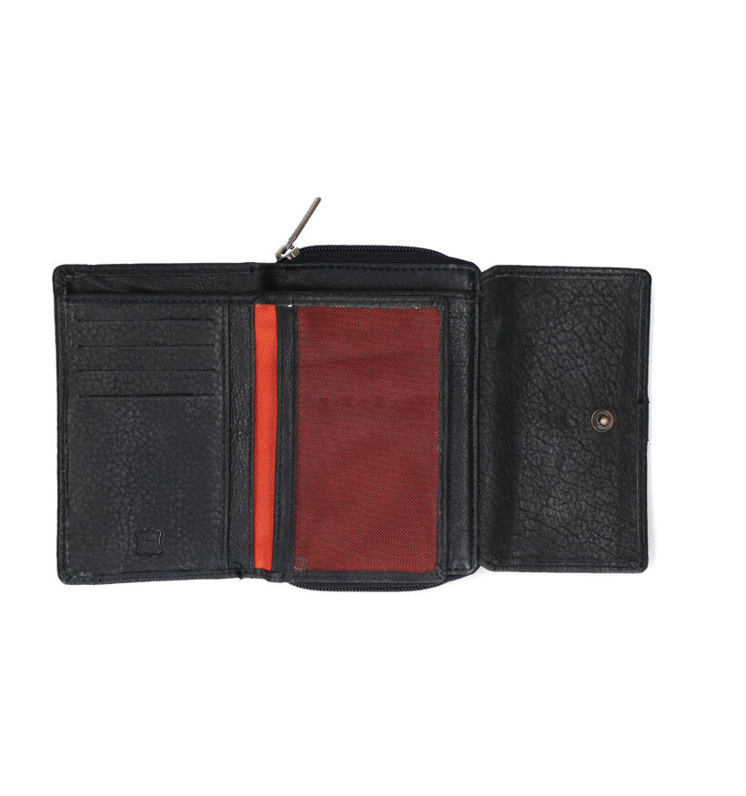 Euro-Leather Zwarte Overslagportemonnee voor dames (342547)