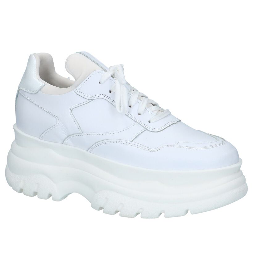 Poelman Witte Lage Geklede Sneakers in leer (229911)