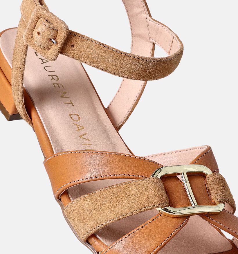 Laurent David Sandales plates en Camel pour femmes (357774)