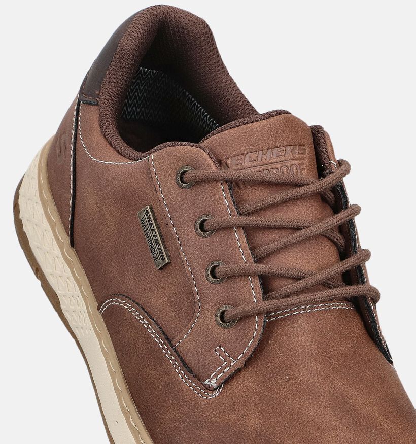 Skechers Garlan Pryor Chaussures plates en Cognac pour hommes (362172)