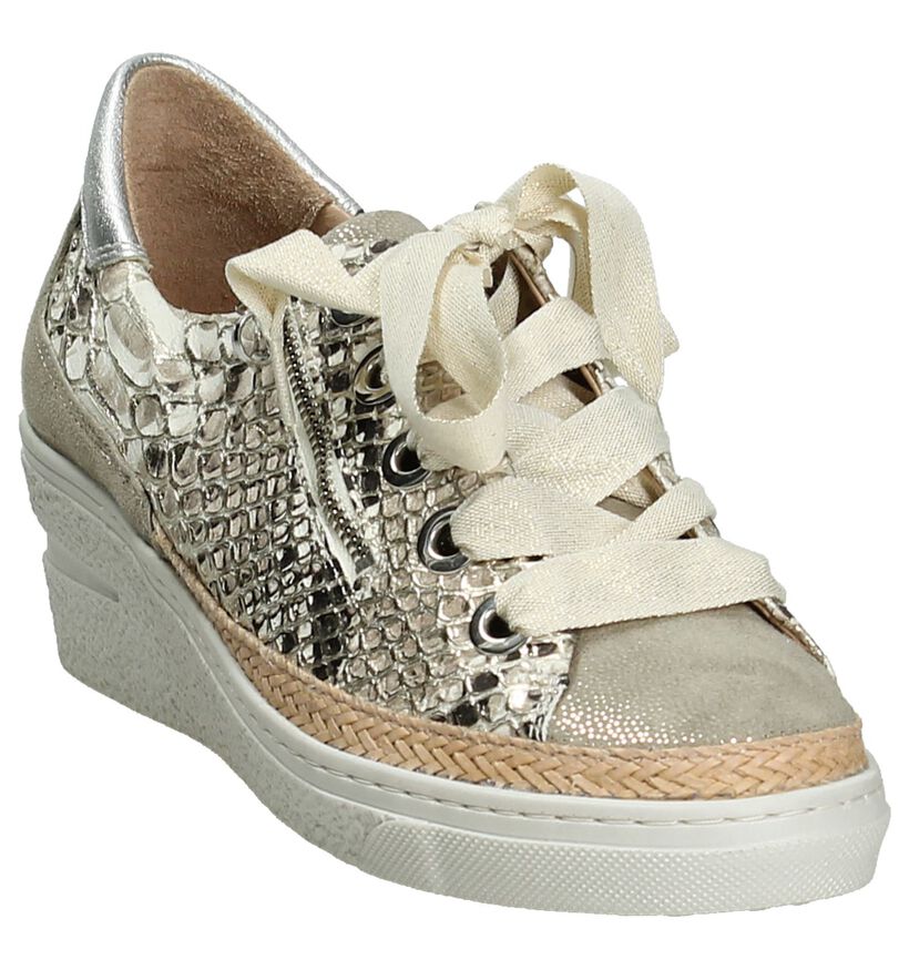 Softwaves Gouden Sneakers met Sleehak, , pdp