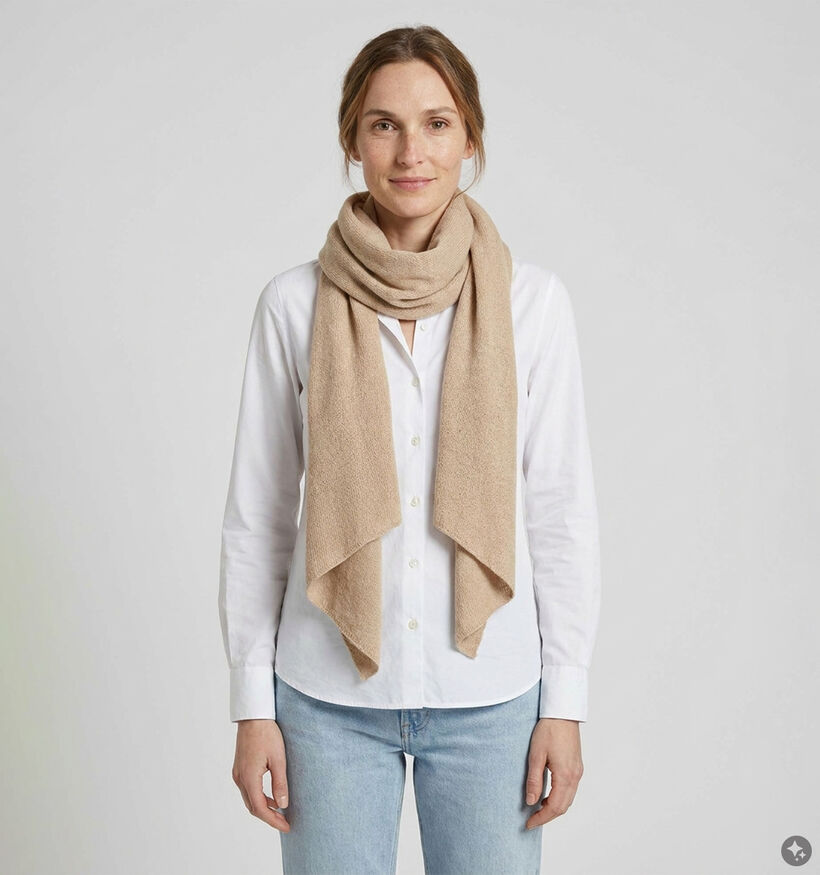 Via Limone Beige Sjaal met Gouden Metallic voor dames (382718)