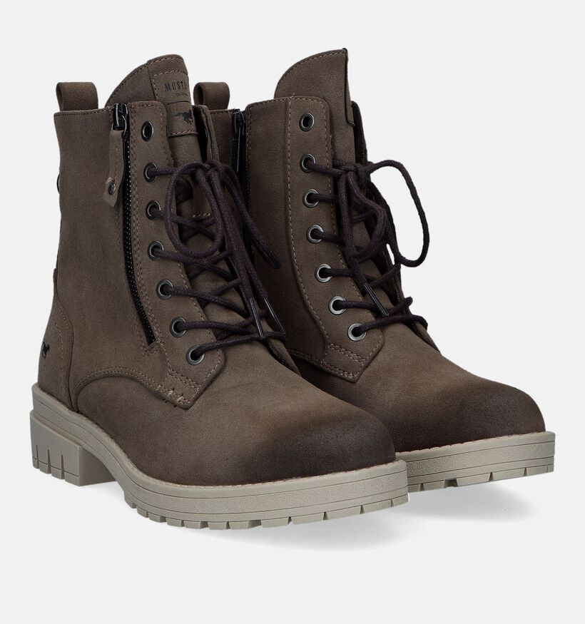 Mustang Boots à lacets en Taupe pour femmes (329645)