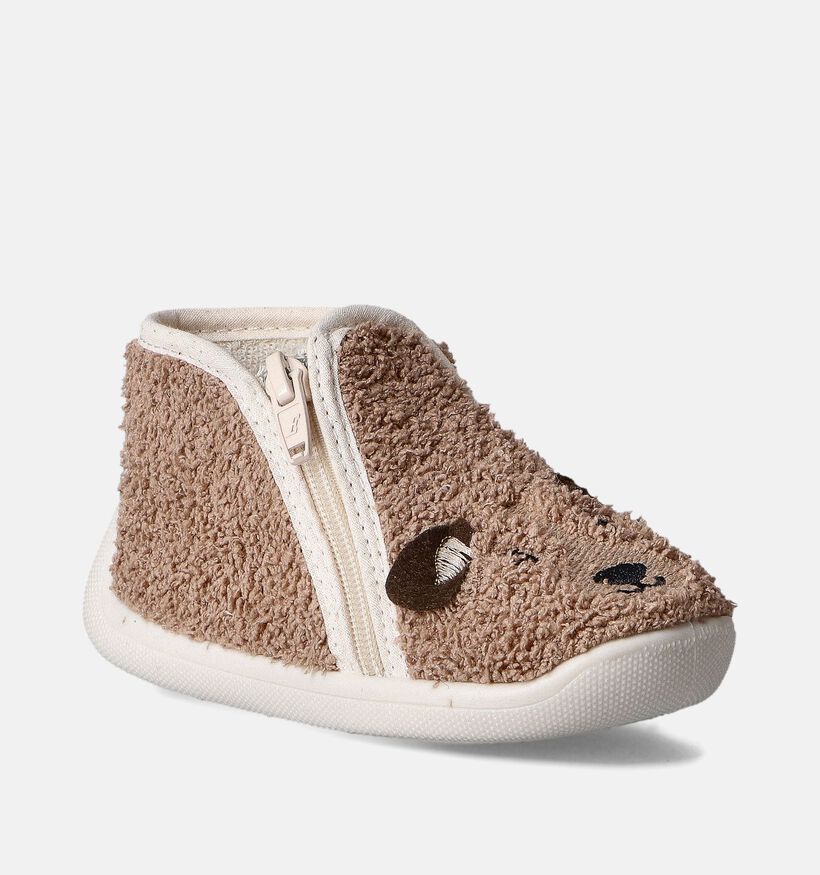Milo en Mila Beige Teddy Pantoffels voor meisjes (358495) - geschikt voor steunzolen
