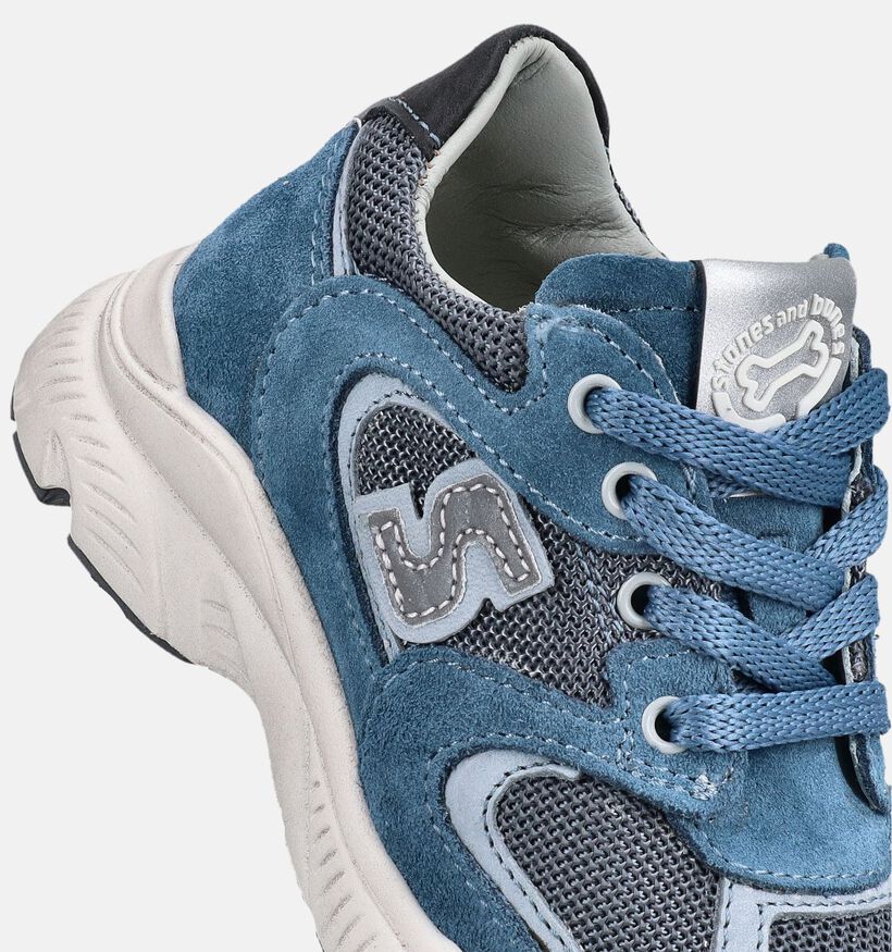 STONES and BONES Pepin Blauwe Schoenen met Veter en Rits voor jongens (381403) - geschikt voor steunzolen