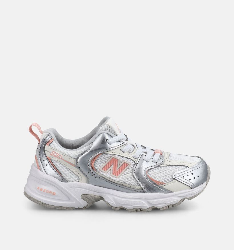 New Balance 530 Baskets basses en Argent/Rose pour filles (375228) - pour semelles orthop&eacute;diques