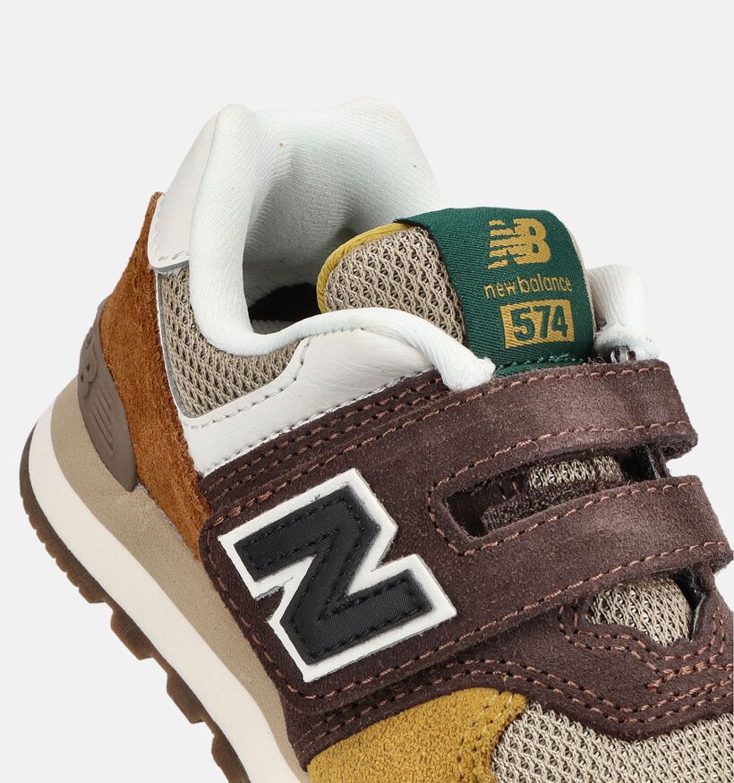 New Balance 574 Bruine/Okergele Sneakers voor jongens (377317) - geschikt voor steunzolen