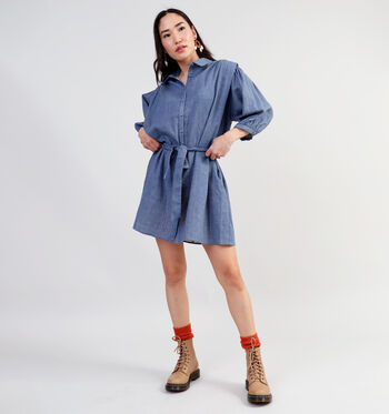 Robe chemise bleu