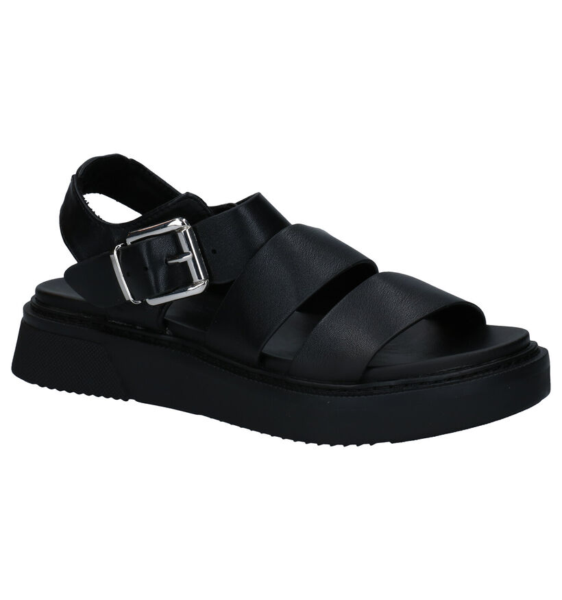 Youh! Sandales plates en Noir en simili cuir (285763)